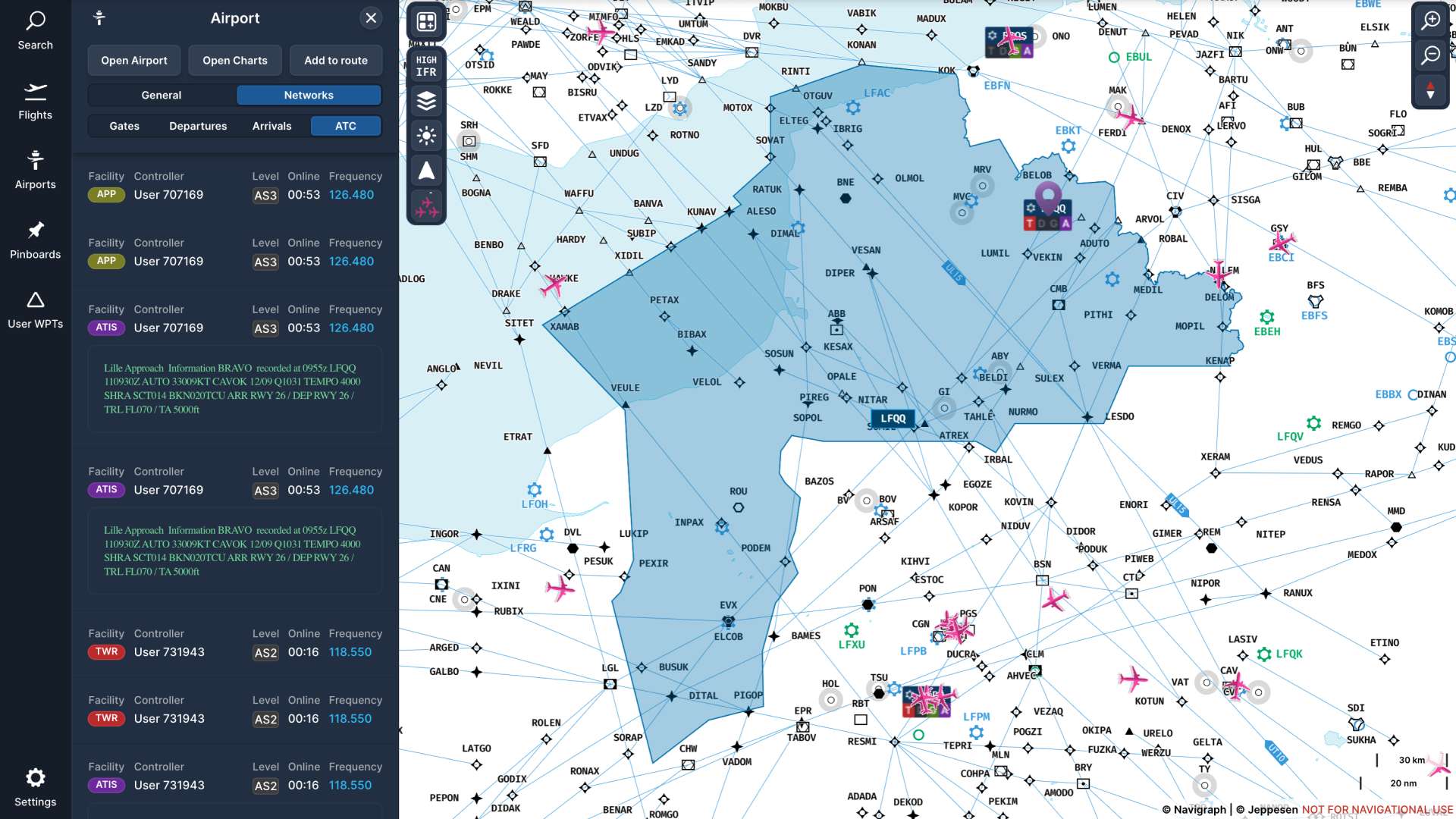 Navigraph Charts: Jetzt mit VATSIM und IVAO-Traffic