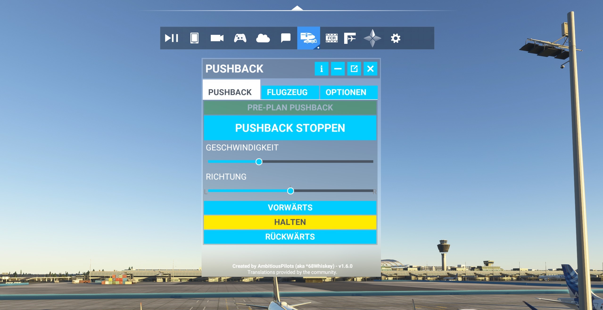 Toolbar-Pushback-11 Gratis: Toolbar Pushback jetzt auch für MSFS 2024