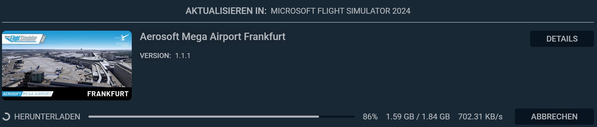Aerosoft_One_034 Hotfix für Mega Airport Frankfurt: v1.1.1 veröffentlicht