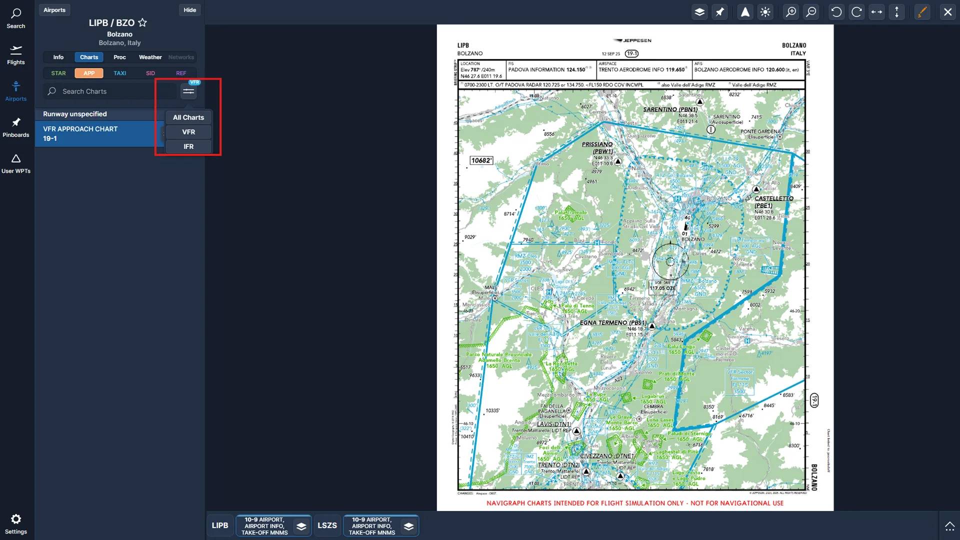 NavVFR-12 Navigraph: Jetzt auch Jeppesen VFR-Flughafenkarten dabei