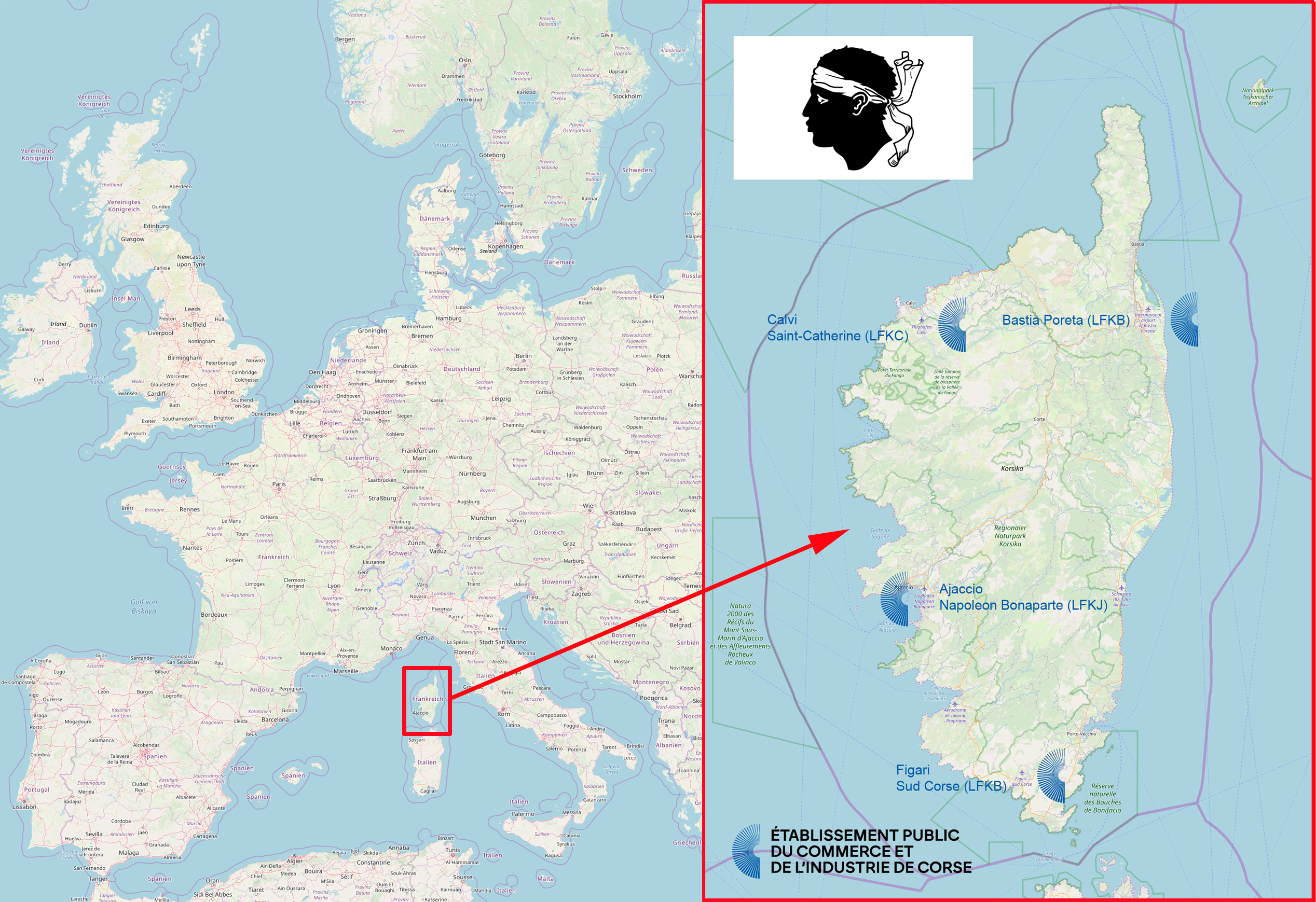KorsikaKarte Flug auf die Insel Napoleons: Corsica Airports Pack MSFS