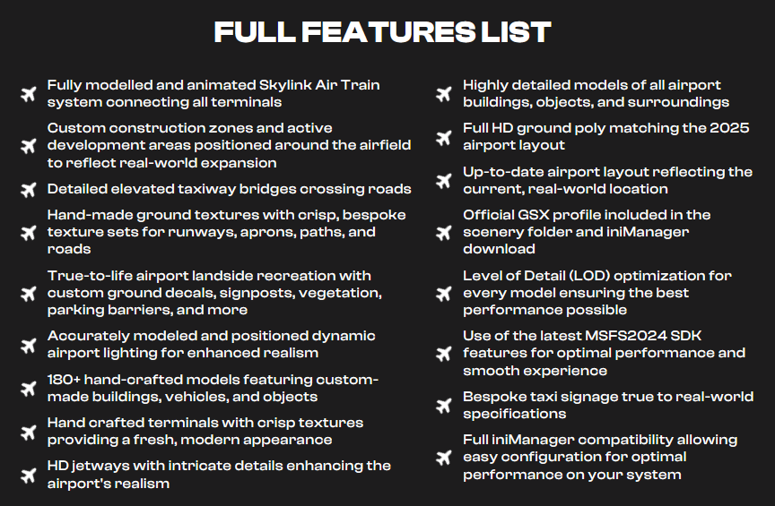 KDFW_Featurelist iniBuilds liefert Texas-Giganten: KDFW Dallas/Fort Worth
