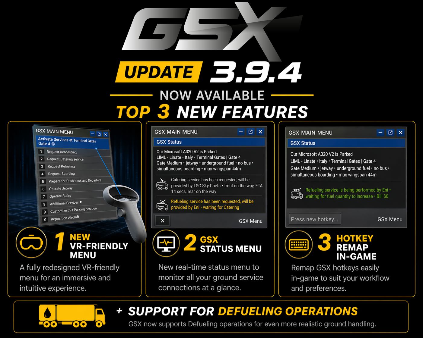 GSX-59 GSX Pro 3.9.4: Fokus auf VR und „echtes“ Tanken