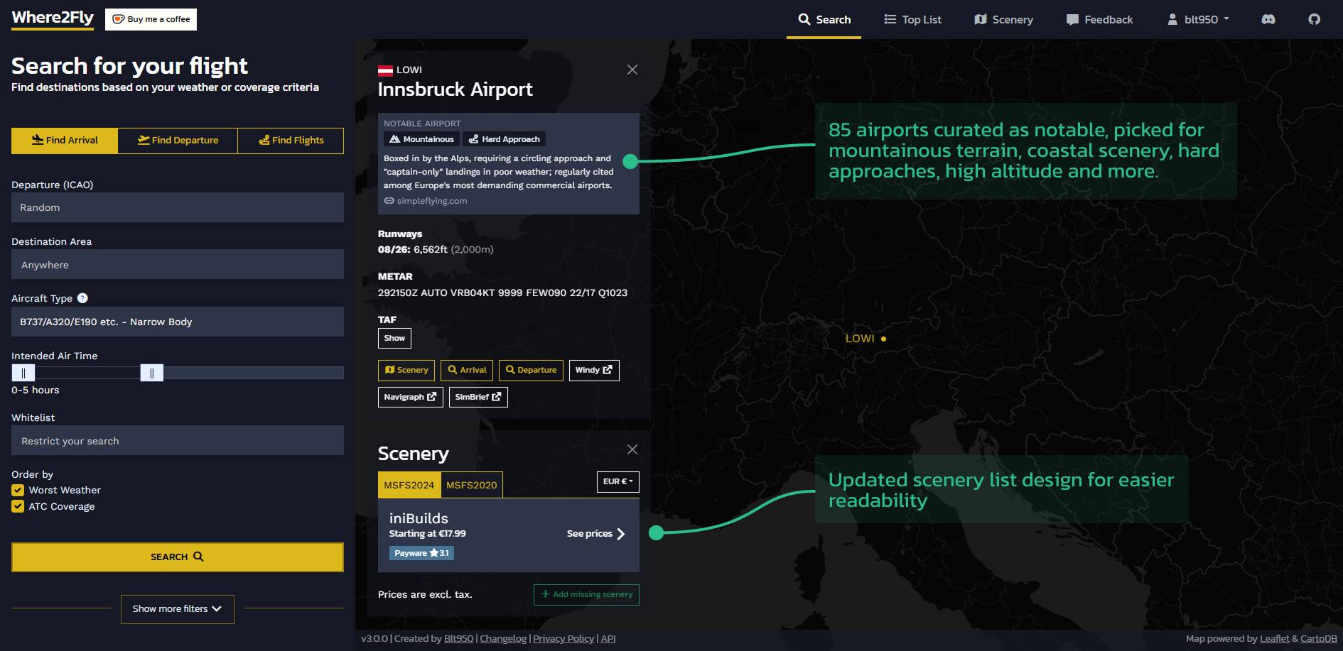 Wher2Fly3-03 Where2Fly: Jetzt mit Wetter- und VATSIM-Prognosen