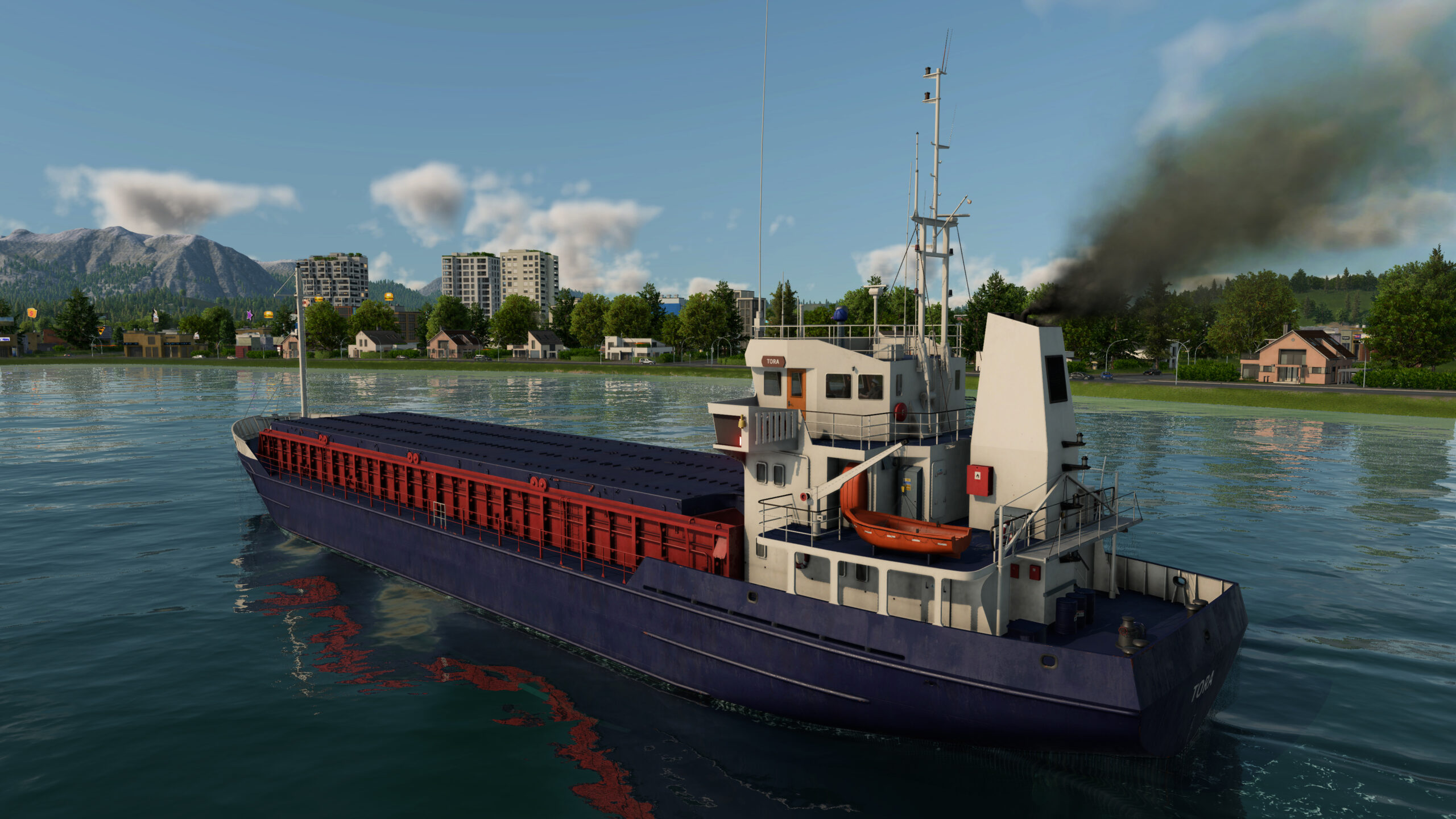 Big-Ship-near-Shoreline-scaled Transport Fever 3: Fliegen einmal aus anderer Sicht