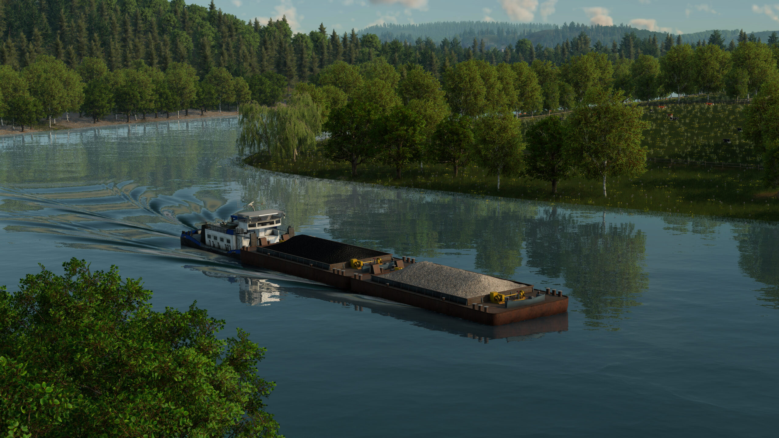 Cargo-Ship-on-River-scaled Transport Fever 3: Fliegen einmal aus anderer Sicht