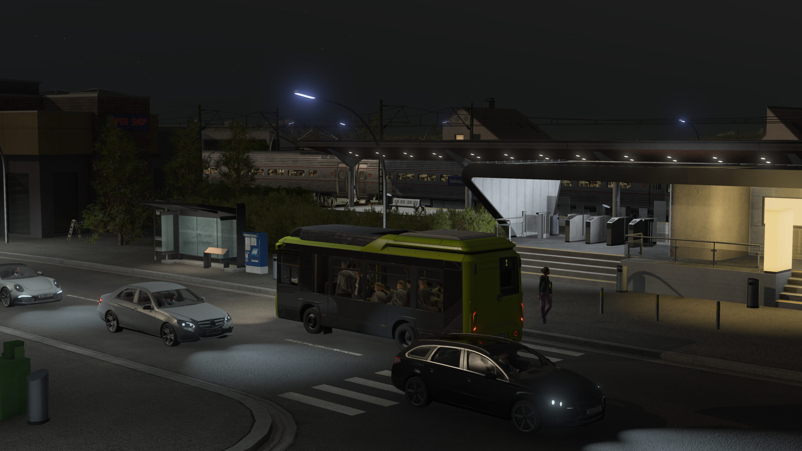 Commuter-Bus-by-Night-scaled Transport Fever 3: Fliegen einmal aus anderer Sicht