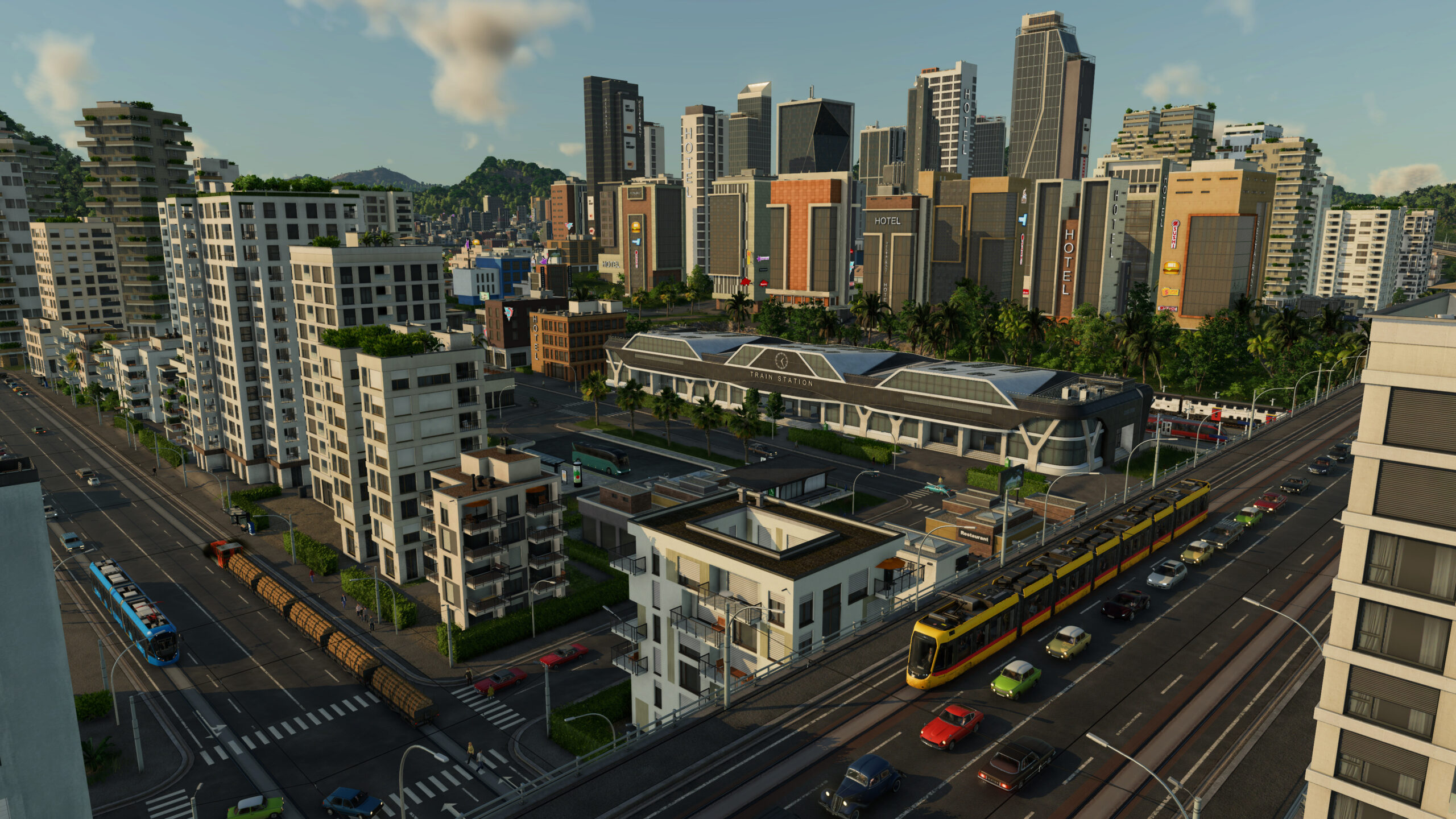 Downtown-Traffic-scaled Transport Fever 3: Fliegen einmal aus anderer Sicht