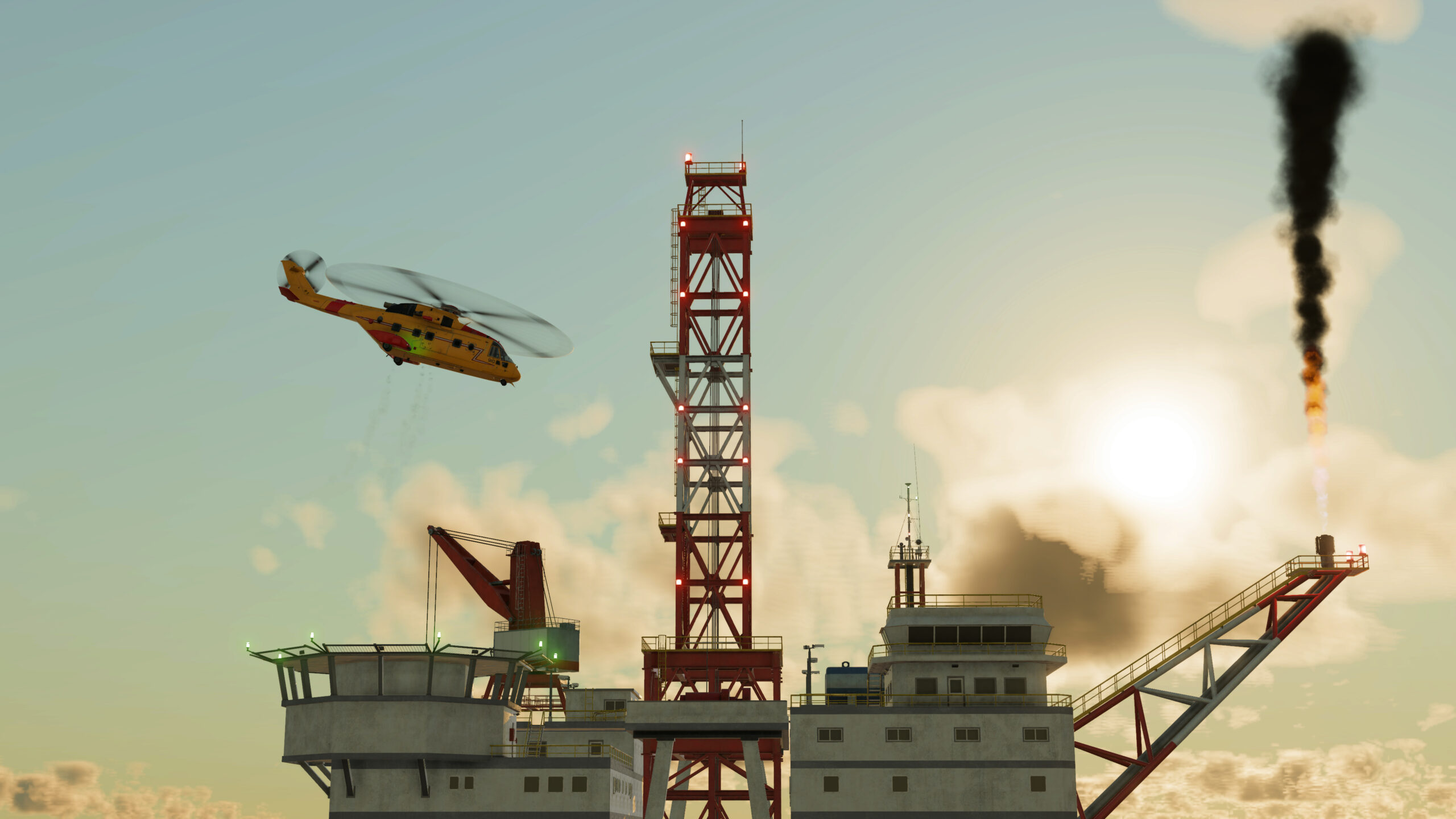 Helicopter-Taking-off-scaled Transport Fever 3: Fliegen einmal aus anderer Sicht