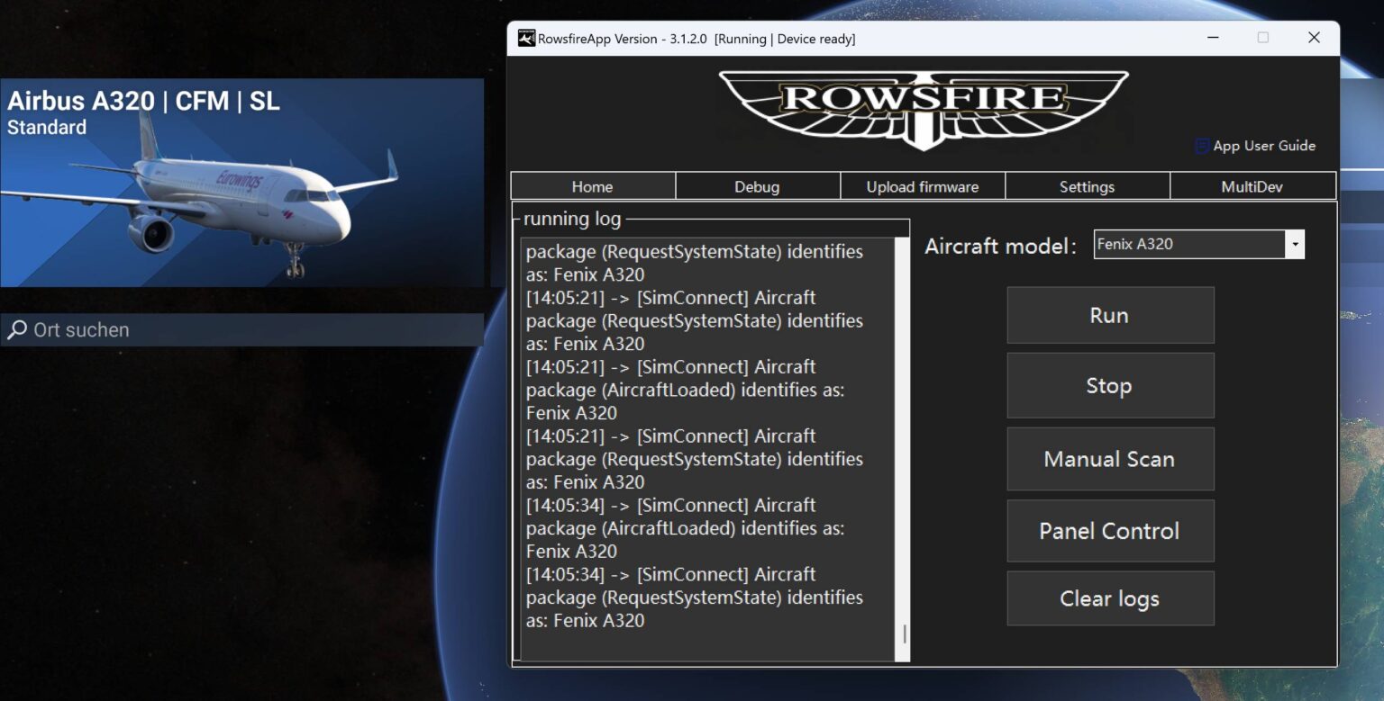 Rowsfire A107 Pro integrated into a desktop Airbus flight simulation setup